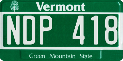 VT license plate NDP418
