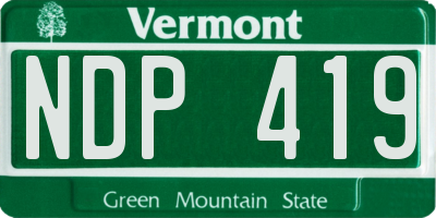 VT license plate NDP419