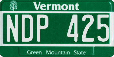 VT license plate NDP425