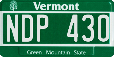 VT license plate NDP430