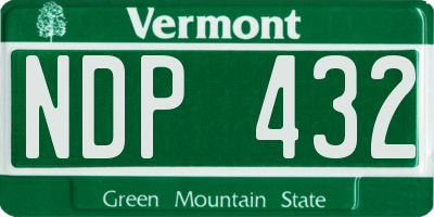 VT license plate NDP432