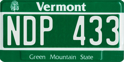 VT license plate NDP433