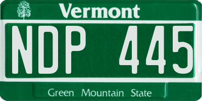 VT license plate NDP445