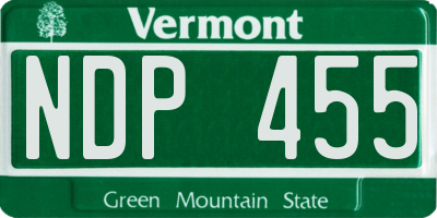 VT license plate NDP455