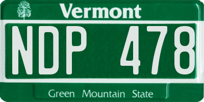 VT license plate NDP478