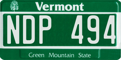 VT license plate NDP494
