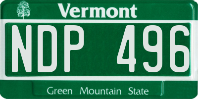 VT license plate NDP496
