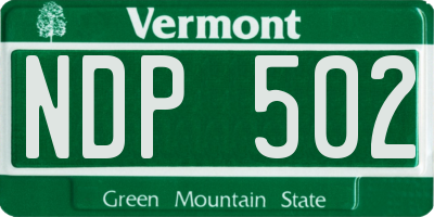 VT license plate NDP502