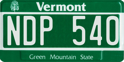 VT license plate NDP540