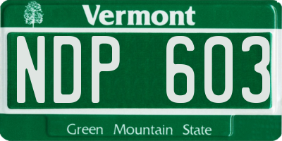 VT license plate NDP603