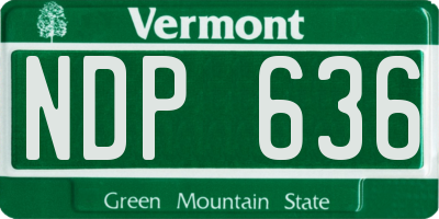 VT license plate NDP636