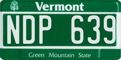 VT license plate NDP639