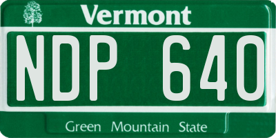 VT license plate NDP640