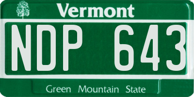 VT license plate NDP643