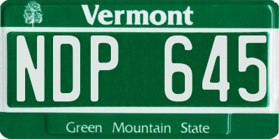 VT license plate NDP645