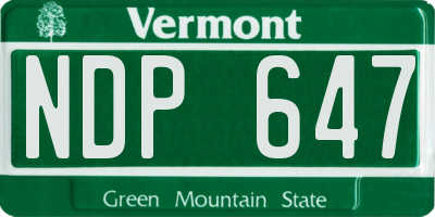 VT license plate NDP647