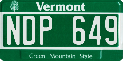 VT license plate NDP649