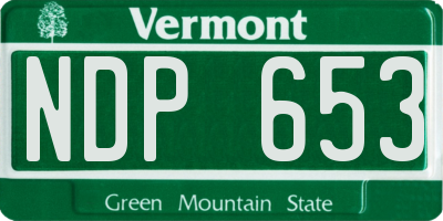 VT license plate NDP653