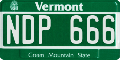 VT license plate NDP666