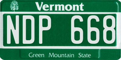 VT license plate NDP668