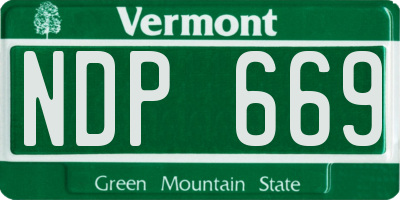 VT license plate NDP669