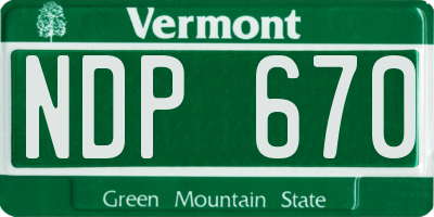 VT license plate NDP670