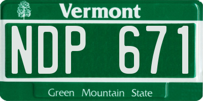 VT license plate NDP671