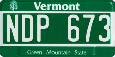 VT license plate NDP673