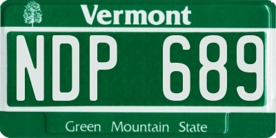 VT license plate NDP689