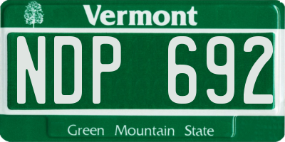 VT license plate NDP692