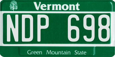 VT license plate NDP698