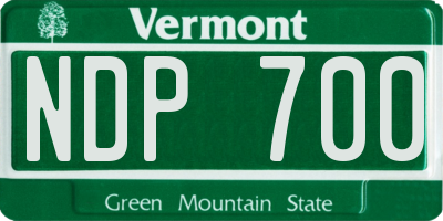 VT license plate NDP700