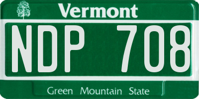 VT license plate NDP708