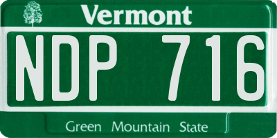 VT license plate NDP716