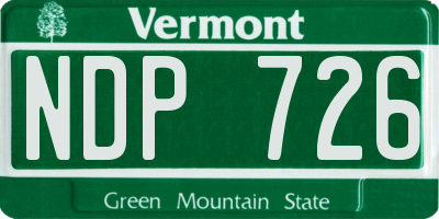 VT license plate NDP726