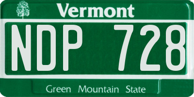 VT license plate NDP728
