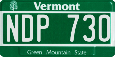 VT license plate NDP730