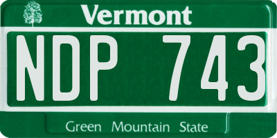 VT license plate NDP743
