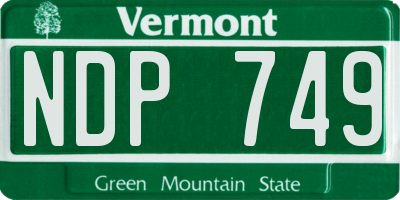 VT license plate NDP749