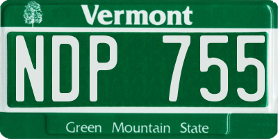 VT license plate NDP755