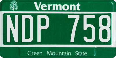VT license plate NDP758