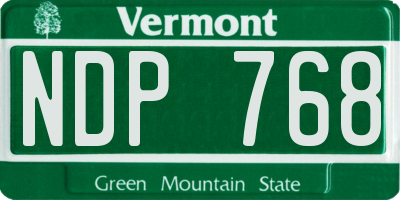 VT license plate NDP768