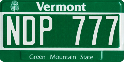 VT license plate NDP777