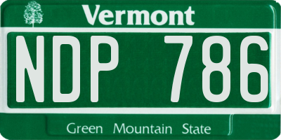 VT license plate NDP786