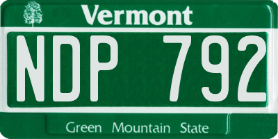 VT license plate NDP792
