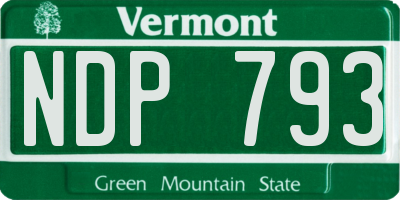 VT license plate NDP793