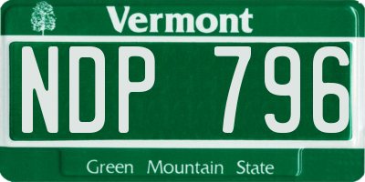 VT license plate NDP796