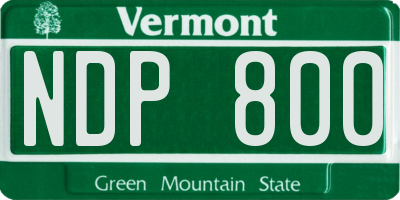 VT license plate NDP800