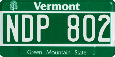 VT license plate NDP802