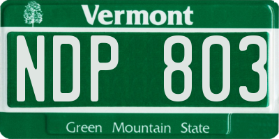 VT license plate NDP803